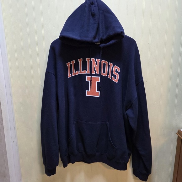 Illinois Fighting Illini Sweatshirt Hoodie Mens 2XL Blue NCAA College JERZEES - Picture 3 of 8